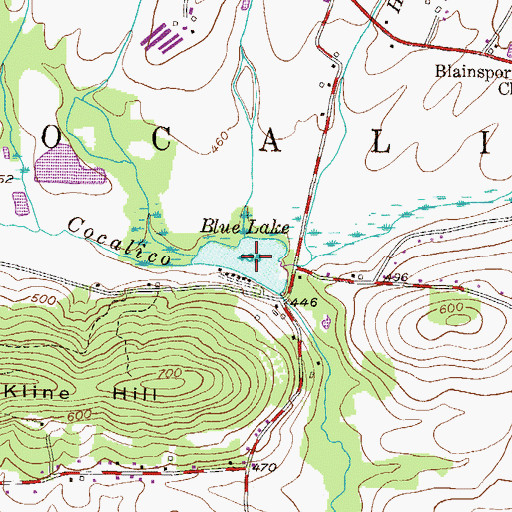 Topographic Map of Blue Lake, PA