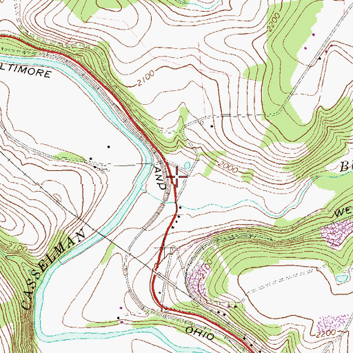 Topographic Map of Blue Lick Creek, PA