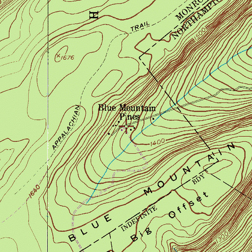 Topographic Map of Blue Mountain Pines, PA