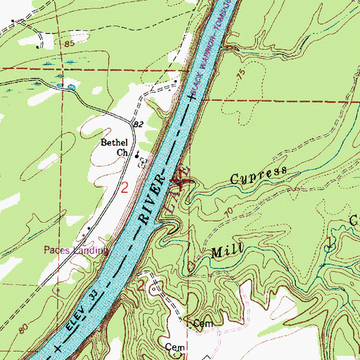 Topographic Map of Cypress Creek, AL