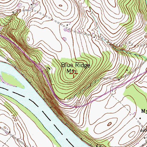 Topographic Map of Blue Ridge Mountain, PA