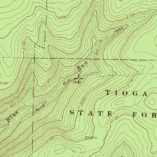 Topographic Map of Blue Run Trail, PA