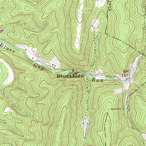 Topographic Map of Blues Gap, PA
