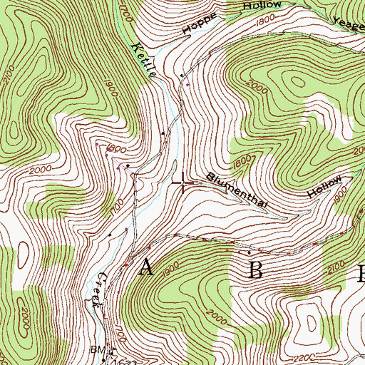 Topographic Map of Blumenthal Hollow, PA