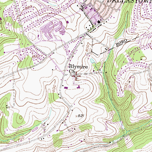 Topographic Map of Blymire Church, PA