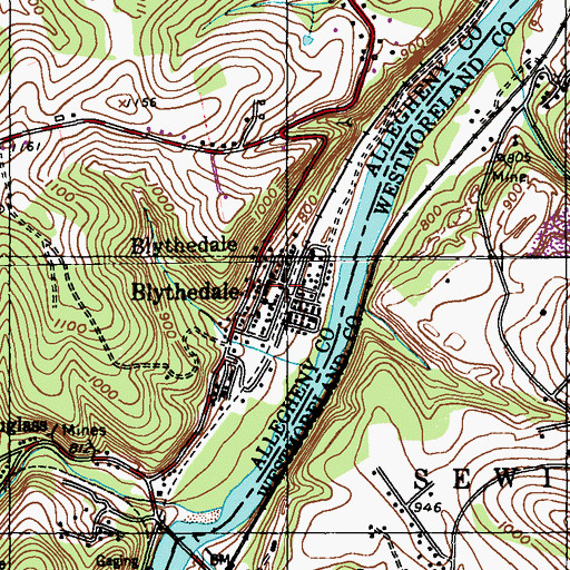 Topographic Map of Blythedale, PA