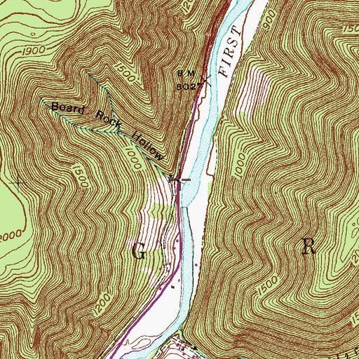 Topographic Map of Board Rock Hollow, PA