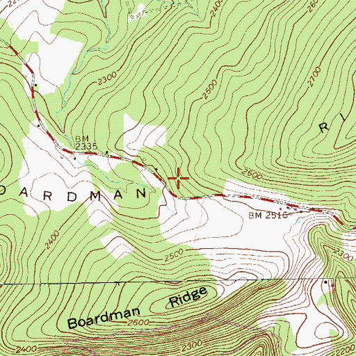 Topographic Map of Boardman Ridge, PA