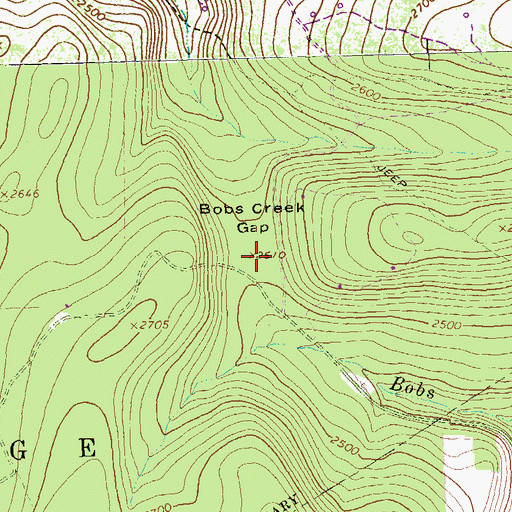 Topographic Map of Bobs Creek Gap, PA