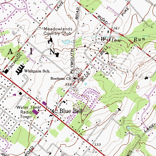 Topographic Map of Boehms Church, PA