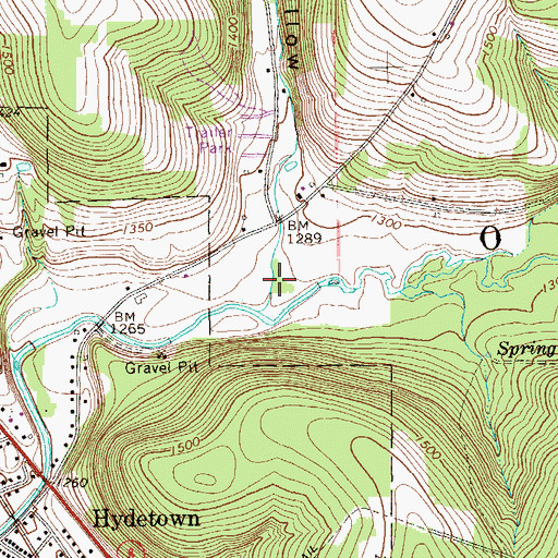 Topographic Map of Bog Hollow, PA