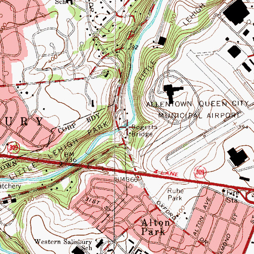Topographic Map of Bogerts Bridge, PA