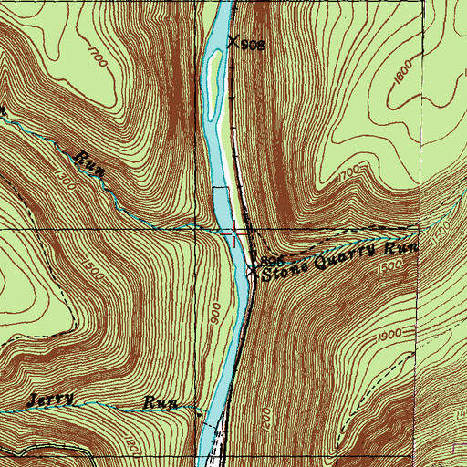 Topographic Map of Bohen Run, PA