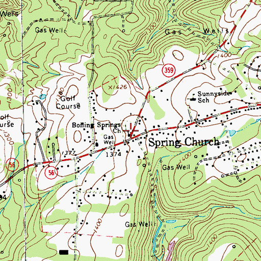 Topographic Map of Boiling Springs Church, PA