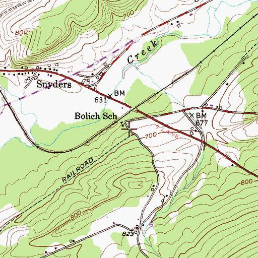 Topographic Map of Bolich School, PA
