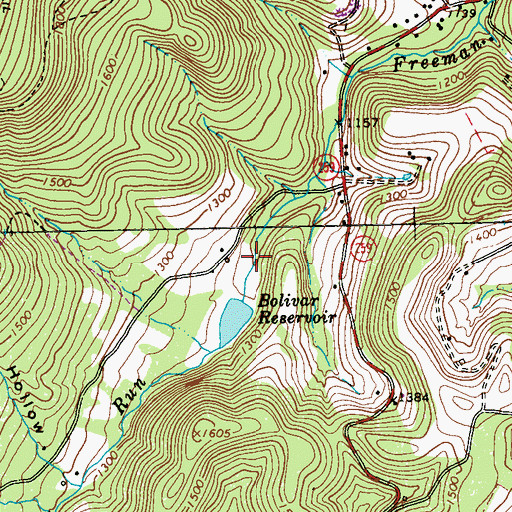 Topographic Map of Bolivar Reservoir, PA