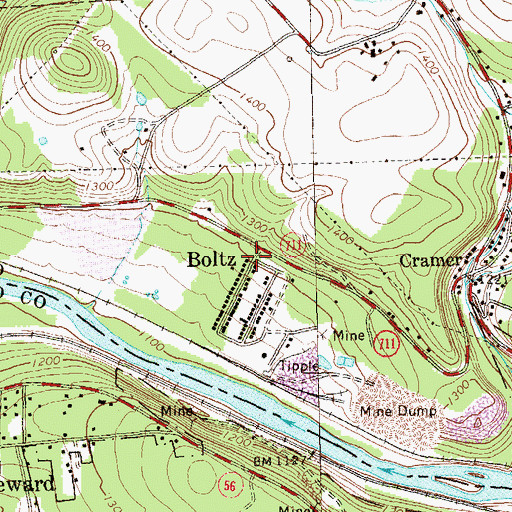 Topographic Map of Boltz, PA