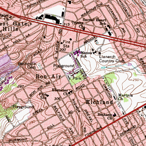 Topographic Map of Bon Air, PA