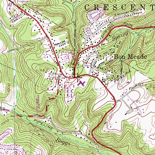 Topographic Map of Bon Meade, PA