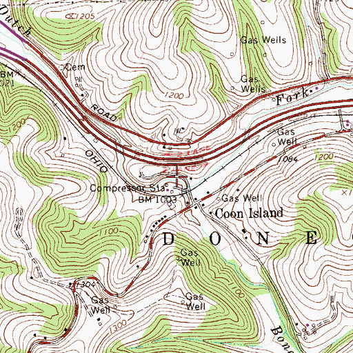 Topographic Map of Bonar Creek, PA