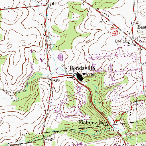 Topographic Map of Bondsville, PA