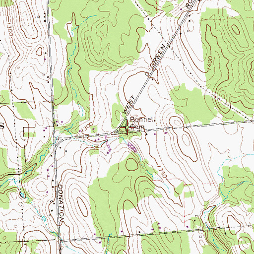 Topographic Map of Bonnell Cemetery, PA