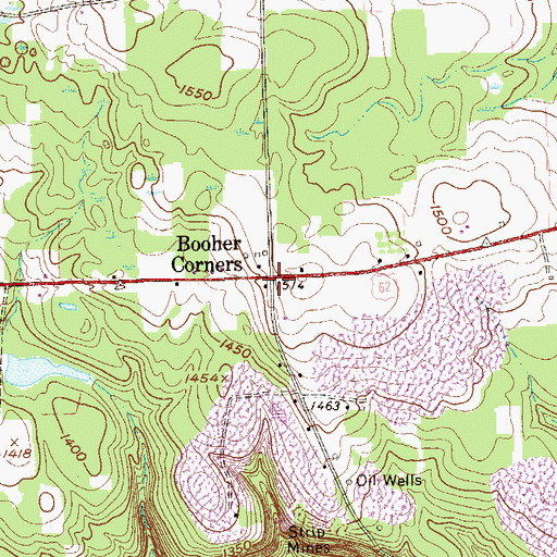 Topographic Map of Booher Corners, PA
