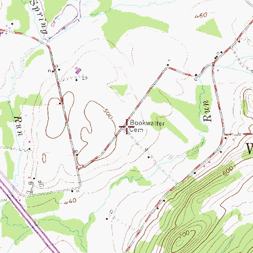Topographic Map of Bookwalter Cemetery, PA