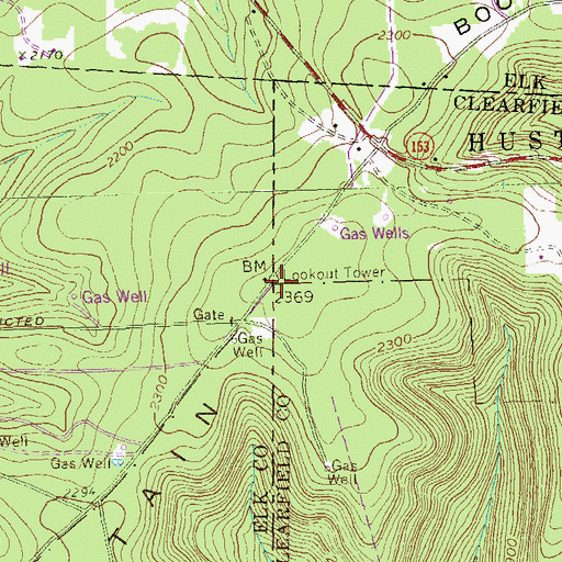 Topographic Map of Boone Mountain, PA