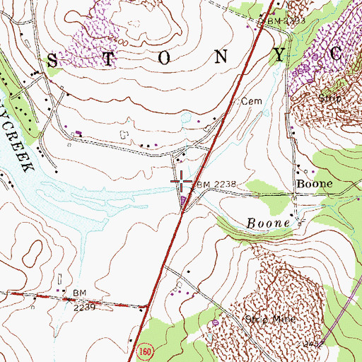 Topographic Map of Boone Run, PA
