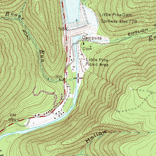 Topographic Map of Boone Run, PA