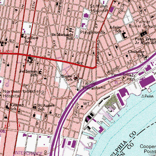Topographic Map of Boone School, PA