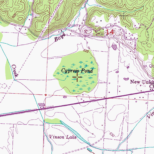 Topographic Map of Cypress Pond, AL