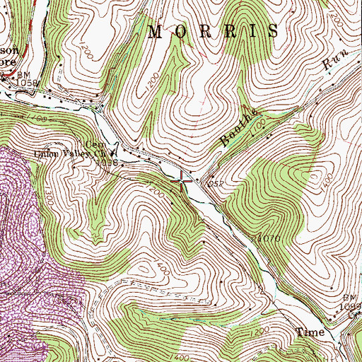 Topographic Map of Boothe Run, PA