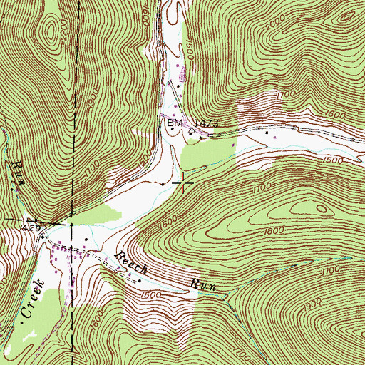 Topographic Map of Borie Branch, PA