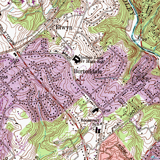 Topographic Map of Bortondale, PA