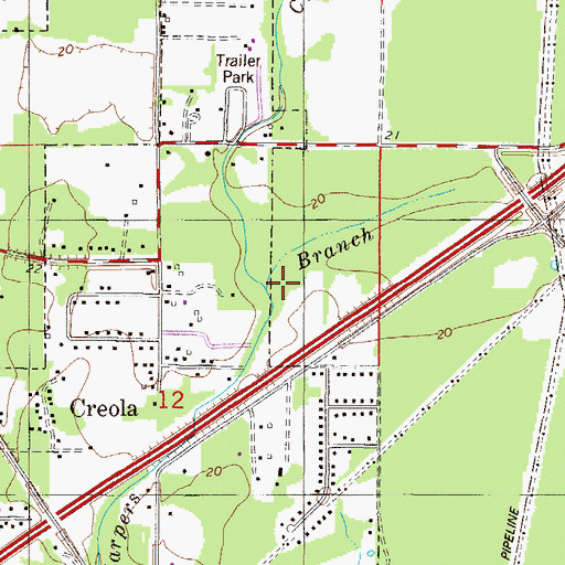 Topographic Map of Cypress Pond Branch, AL