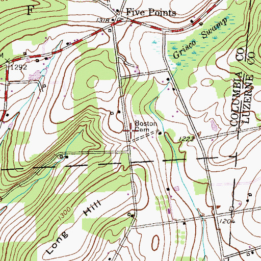 Topographic Map of Boston Cemetery, PA