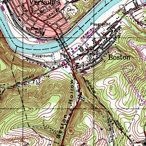 Topographic Map of Boston Hollow, PA