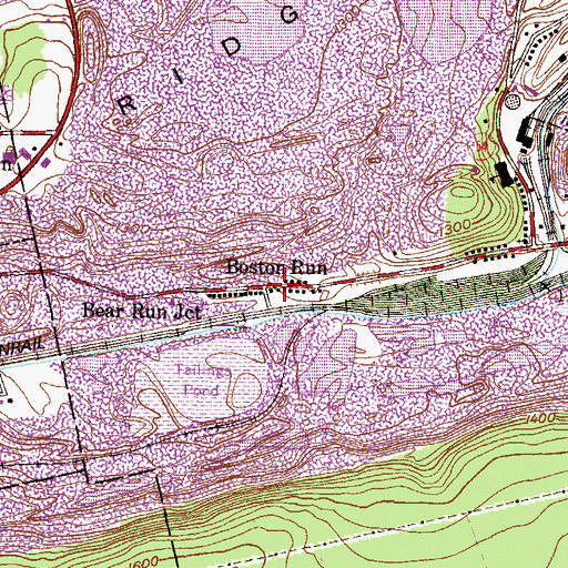 Topographic Map of Boston Run, PA