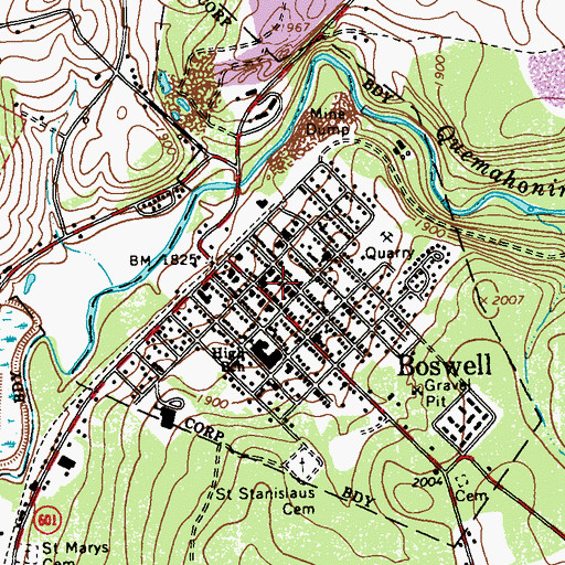 Topographic Map of Boswell, PA