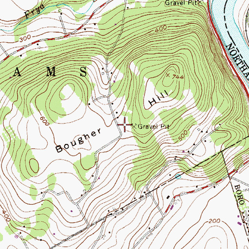 Topographic Map of Bougher Hill, PA
