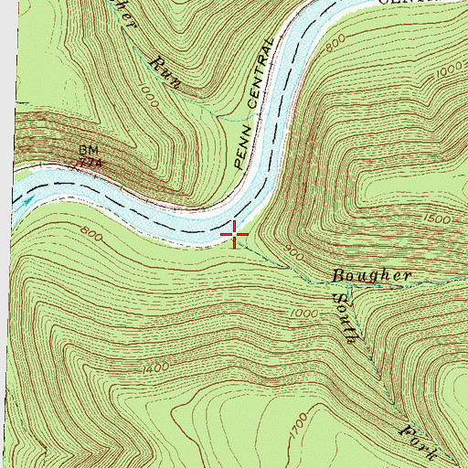 Topographic Map of Bougher Run, PA