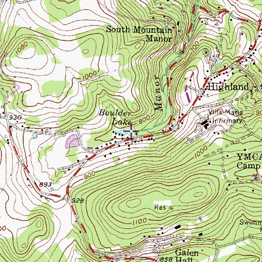Topographic Map of Boulder Lake, PA