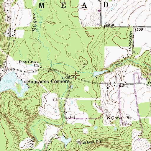 Topographic Map of Boussons Corners, PA
