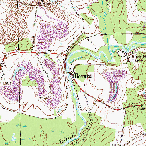 Topographic Map of Bovard, PA