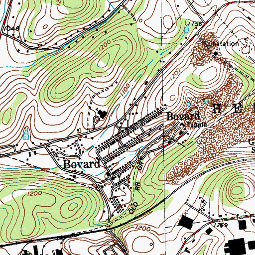 Topographic Map of Bovard, PA