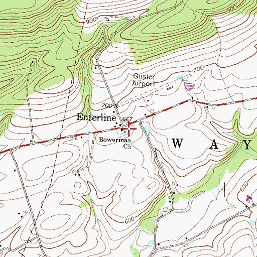 Topographic Map of Bowerman Church, PA