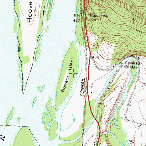 Topographic Map of Bowers Island, PA