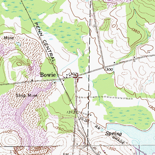 Topographic Map of Bowie, PA